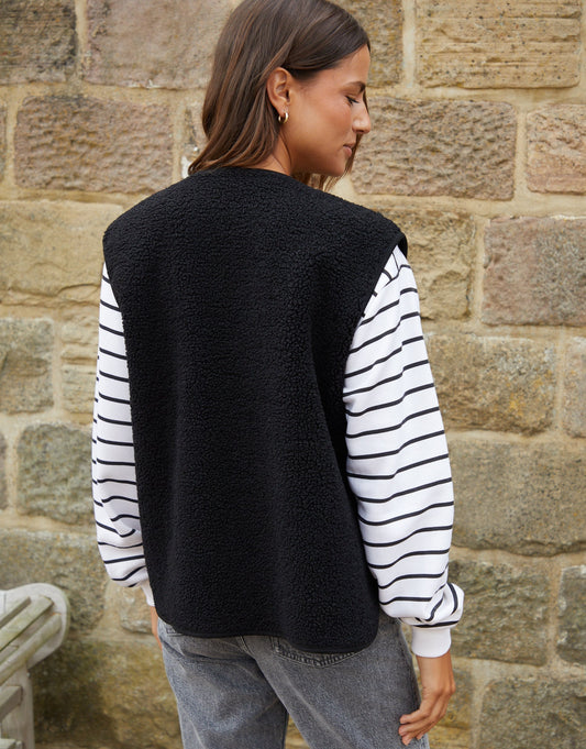 Women's Black Reversible Fleece Borg Gilet