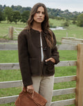 Women's Chocolate Fleece Borg Toggle Jacket